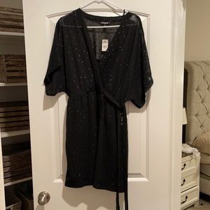 Express Black Kimono Sleeve Short Wrap Dress